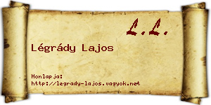 Légrády Lajos névjegykártya
